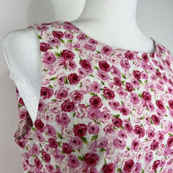 CDC Dress Women 12 White Red Pink Floral All Over Print Sheath Sleeveless Casual - Picture 8 of 12